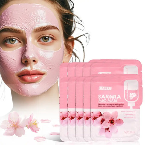 3pcs of Cherry Blossom Mud Mask Single Piece 5g, Moisturizing, Hydrating, Deep Cleansing Skin, Suitable for All Skin Types, Mud Mask