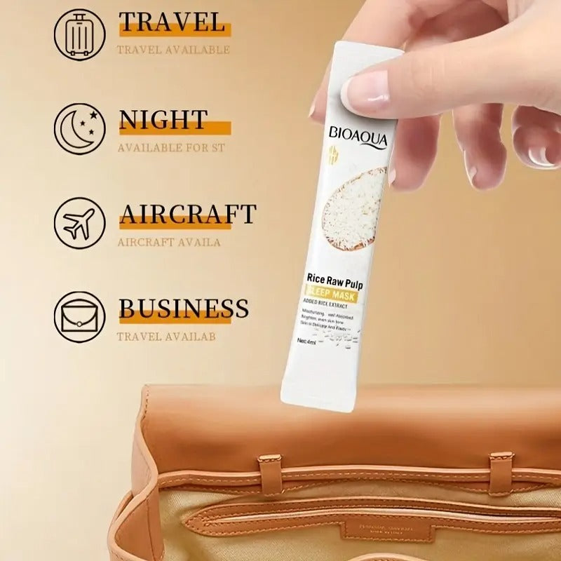 10 PIECE Bioaqua Rice Raw Pulp Sleep Mask: Travel-Friendly, No-Alcohol, Low Allergenic, Suitable for All Skin Types