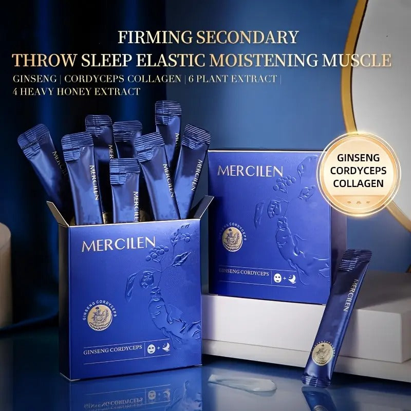 3 Piece MERCILEN Ginseng Cordyceps Collagen Hydrating Mask，skincare Mercilen Ginseng Cordyceps Hydrating Face Maskx20 Pack - Hypoallergenic, Moisturizing, Aloe Vera Scented Beauty Essentials