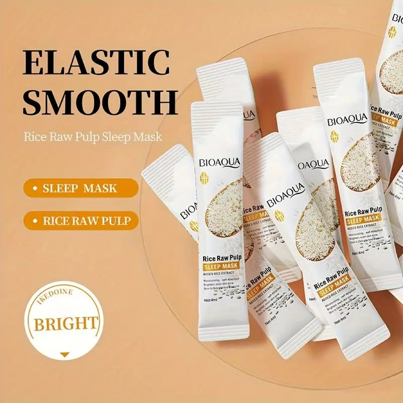 10 PIECE Bioaqua Rice Raw Pulp Sleep Mask: Travel-Friendly, No-Alcohol, Low Allergenic, Suitable for All Skin Types