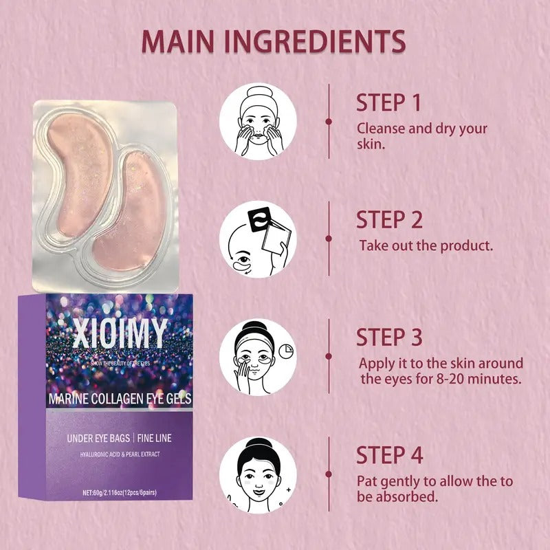 Xioimy Marine Collagen Eye Gel Patches, Brightening &amp; Firming Under Eye, Hydrates &amp;, Rose Scented, Hypoallergenic for All Skin Types
