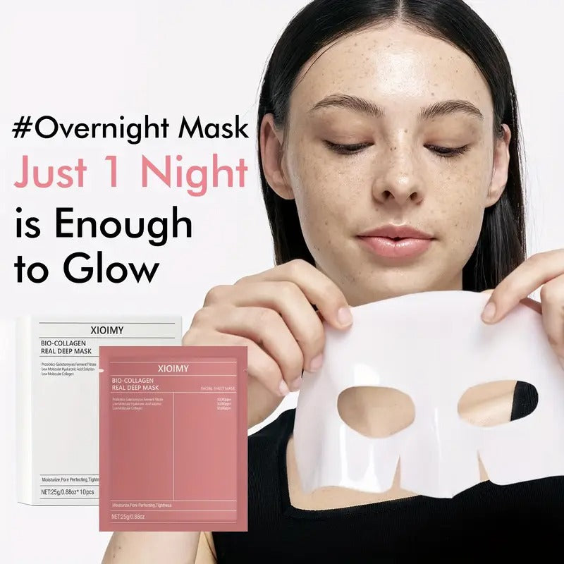 XIOIMY Bio-Collagen Real Deep Mask, Intense Moisturizing Facial for Hydrated, Smooth, and Brightened Skin, Rich in Biocollagen, Alcohol-Free, Hypoallergenic, Lemon Scented, Moisturizing Care, for All Skin Types