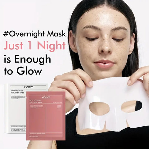XIOIMY Bio-Collagen Real Deep Mask, Intense Moisturizing Facial for Hydrated, Smooth, and Brightened Skin, Rich in Biocollagen, Alcohol-Free, Hypoallergenic, Lemon Scented, Moisturizing Care, for All Skin Types
