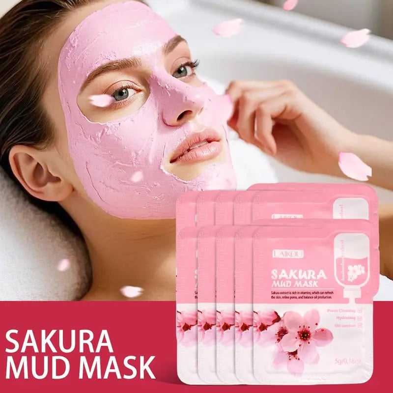 3pcs of Cherry Blossom Mud Mask Single Piece 5g, Moisturizing, Hydrating, Deep Cleansing Skin, Suitable for All Skin Types, Mud Mask